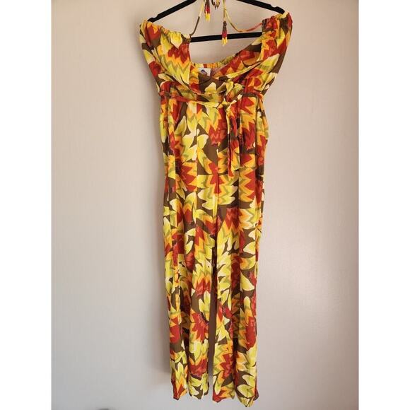 NWT Farm Rio x Anthropologie Fruit Print Jumpsuit Size XS Yellow 9D405 - Picture 2 of 13